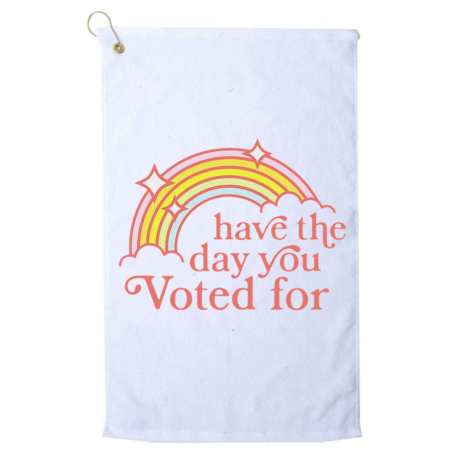 Vintage Have The Day You Voted For Retro Rainbow Golf Towel