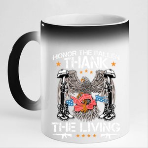 Veteran Honor The Fallen Thank The Living Usa Flag Gift 11oz Black Color Changing Mug