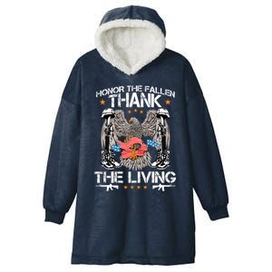 Veteran Honor The Fallen Thank The Living Usa Flag Gift Hooded Wearable Blanket