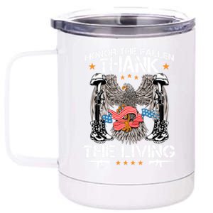 Veteran Honor The Fallen Thank The Living Usa Flag Gift 12 oz Stainless Steel Tumbler Cup