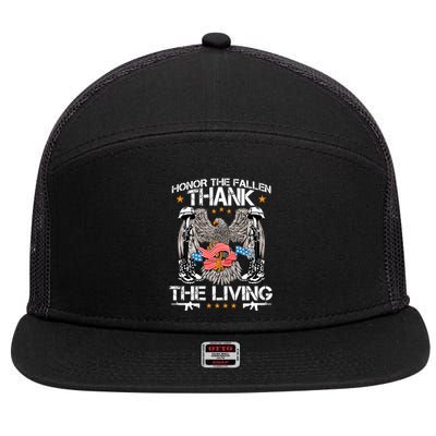 Veteran Honor The Fallen Thank The Living Usa Flag Gift Meaningful Gift 7 Panel Mesh Trucker Snapback Hat