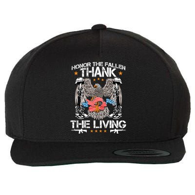 Veteran Honor The Fallen Thank The Living Usa Flag Gift Meaningful Gift Wool Snapback Cap