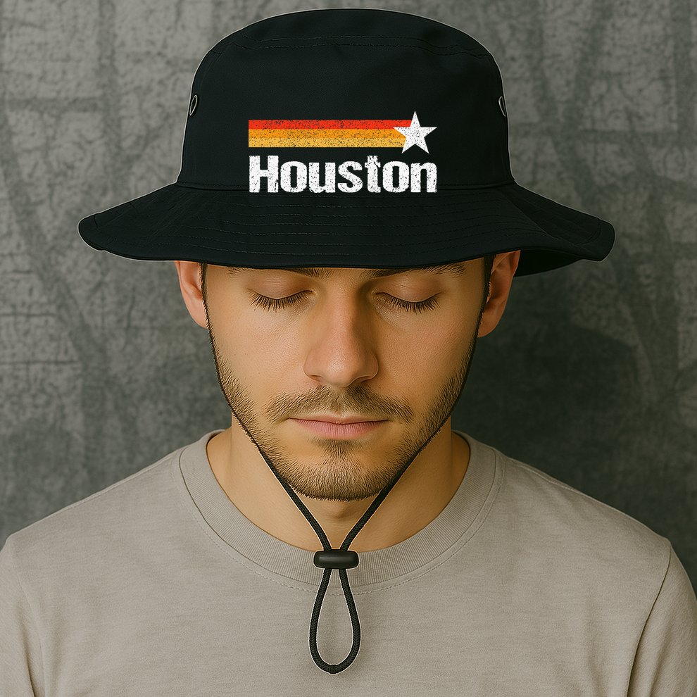 Vintage Houston Texas Houston Strong Stripes Usa Texas Bucket Hat