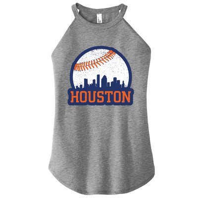 Vintage Houston Texas Skyline Baseball Game Women’s Perfect Tri Rocker Tank