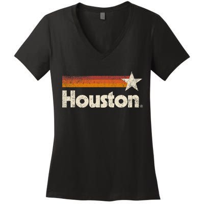 Vintage Houston Texas Houston Strong Stripes Women's V-Neck T-Shirt