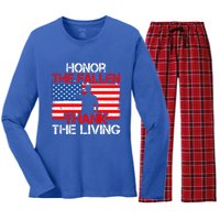 Vintage Honor The Fallen Veterans Gift Proud Usa Flag Meaningful Gift Women's Long Sleeve Flannel Pajama Set 