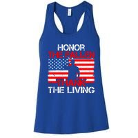 Vintage Honor The Fallen Veterans Gift Proud Usa Flag Meaningful Gift Women's Racerback Tank