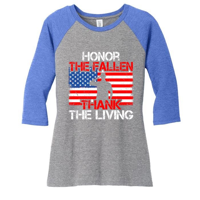 Vintage Honor The Fallen Veterans Gift Proud Usa Flag Meaningful Gift Women's Tri-Blend 3/4-Sleeve Raglan Shirt