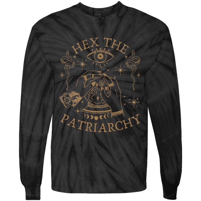 Vintage Hex The Patriarchy Feminist Witch Tie-Dye Long Sleeve Shirt