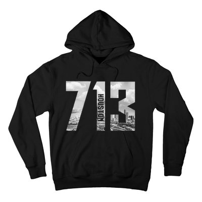 Vintage Houston Texas 713 Area Code Skyline Hoodie