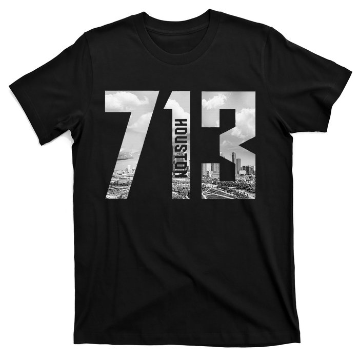 Vintage Houston Texas 713 Area Code Skyline T-Shirt