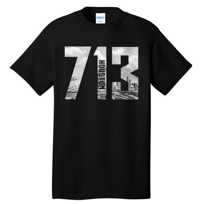 Vintage Houston Texas 713 Area Code Skyline Tall T-Shirt