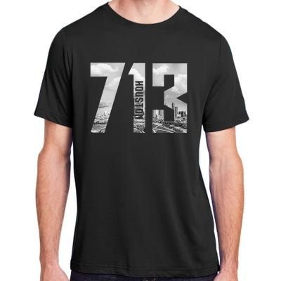 Vintage Houston Texas 713 Area Code Skyline Adult ChromaSoft Performance T-Shirt