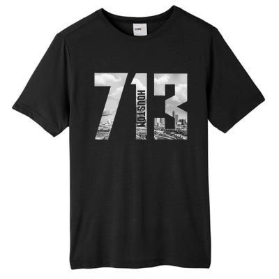 Vintage Houston Texas 713 Area Code Skyline Tall Fusion ChromaSoft Performance T-Shirt