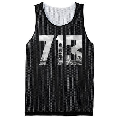 Vintage Houston Texas 713 Area Code Skyline Mesh Reversible Basketball Jersey Tank