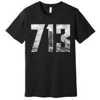 Vintage Houston Texas 713 Area Code Skyline Premium T-Shirt