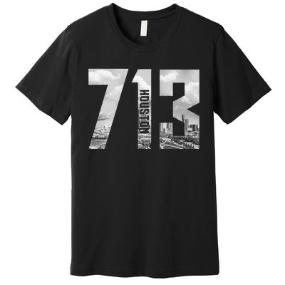 Vintage Houston Texas 713 Area Code Skyline Premium T-Shirt