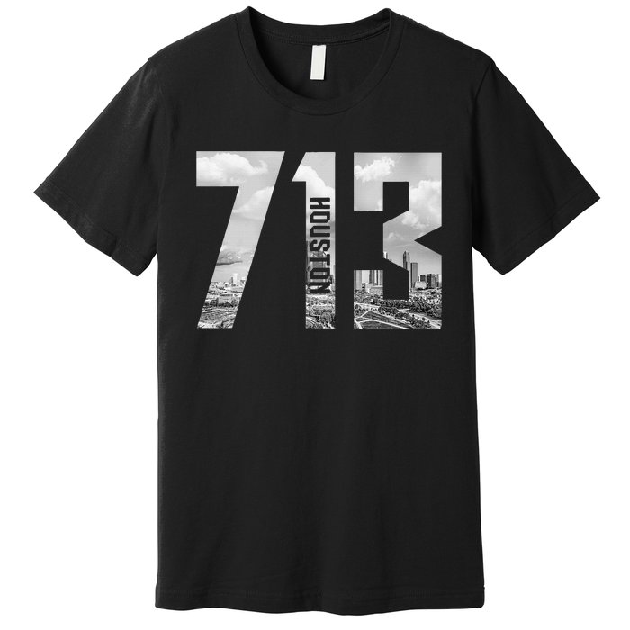 Vintage Houston Texas 713 Area Code Skyline Premium T-Shirt