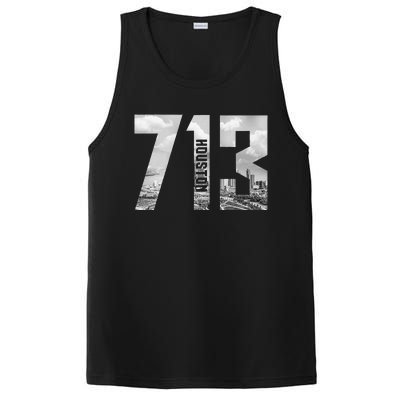 Vintage Houston Texas 713 Area Code Skyline PosiCharge Competitor Tank