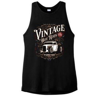 Vintage Hotrods Usa Forever Classic Car Nostalgia Design Ladies PosiCharge Tri-Blend Wicking Tank