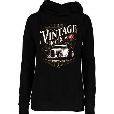 Vintage Hotrods Usa Forever Classic Car Nostalgia Design Womens Funnel Neck Pullover Hood