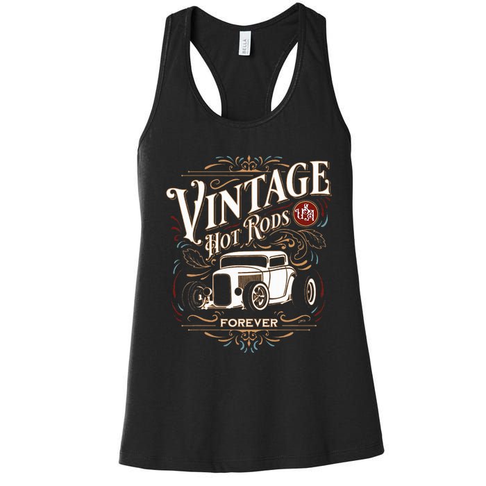 Vintage Hotrods Usa Forever Classic Car Nostalgia Design Women's Racerback Tank