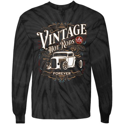 Vintage Hotrods Usa Forever Classic Car Nostalgia Design Tie-Dye Long Sleeve Shirt