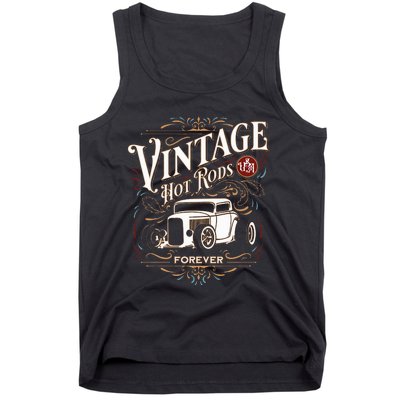 Vintage Hotrods Usa Forever Classic Car Nostalgia Design Tank Top