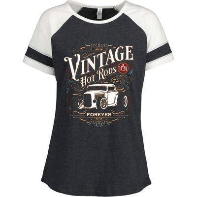 Vintage Hotrods Usa Forever Classic Car Nostalgia Design Enza Ladies Jersey Colorblock Tee