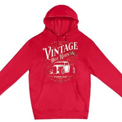 Vintage Hotrods Usa Forever Classic Car Nostalgia Design Premium Pullover Hoodie