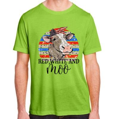 Vintage Heifer Us Flag Red White And Moo July 4th Farmers Gift Adult ChromaSoft Performance T-Shirt