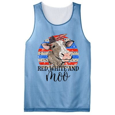 Vintage Heifer Us Flag Red White And Moo July 4th Farmers Gift Mesh Reversible Basketball Jersey Tank