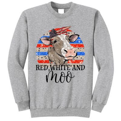 Vintage Heifer Us Flag Red White And Moo July 4th Farmers Gift Sweatshirt