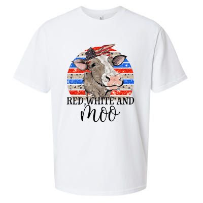 Vintage Heifer Us Flag Red White And Moo July 4th Farmers Gift Sueded Cloud Jersey T-Shirt