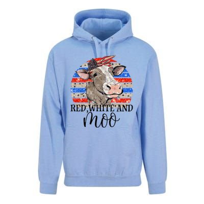 Vintage Heifer Us Flag Red White And Moo July 4th Farmers Gift Unisex Surf Hoodie