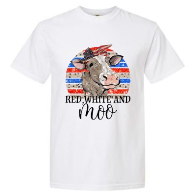 Vintage Heifer Us Flag Red White And Moo July 4th Farmers Gift Garment-Dyed Heavyweight T-Shirt