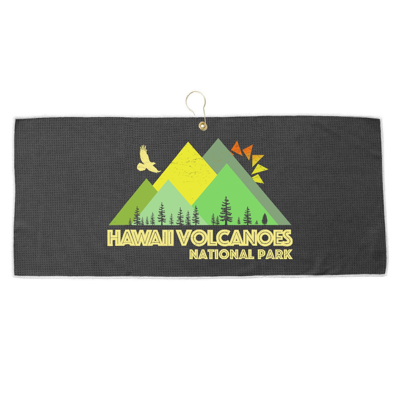Vintage Hawaii Volcanoes National Park Large Microfiber Waffle Golf Towel