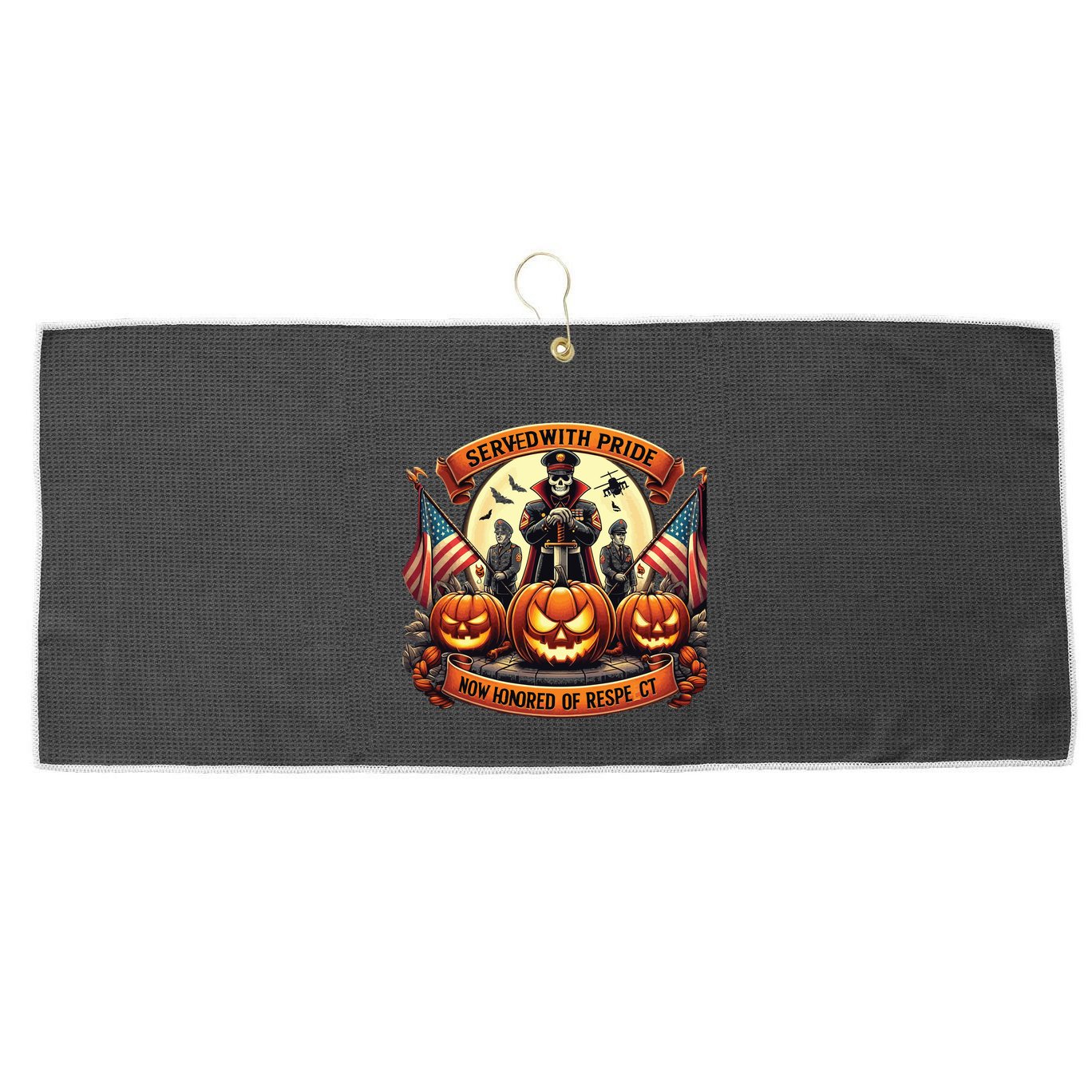 Veterans Halloween Large Microfiber Waffle Golf Towel