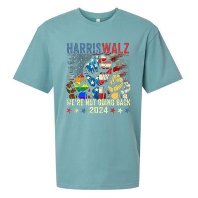 Vintage Harris Walz For President 2024 WeRe Not Going Back Sueded Cloud Jersey T-Shirt