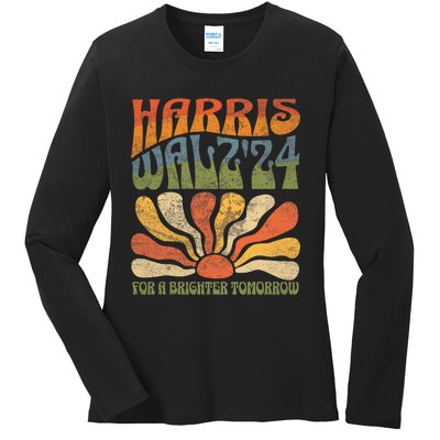 Vintage Harris Waltz 2024 Election Kamala Harris Tim Waltz 2024 Ladies Long Sleeve Shirt