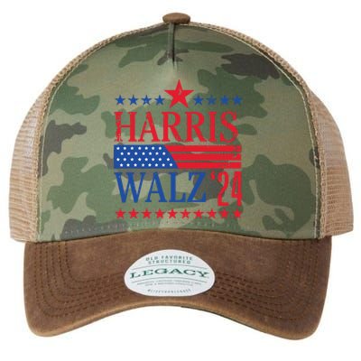 Vintage Harris Walz 2024 American Flag 2024 Harris Election Premium Legacy Tie Dye Trucker Hat