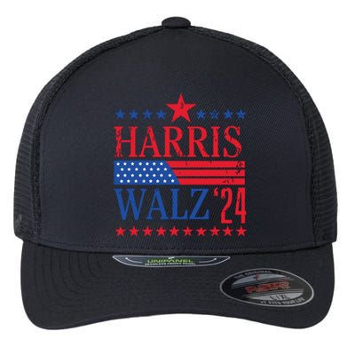 Vintage Harris Walz 2024 American Flag 2024 Harris Election Premium Flexfit Unipanel Trucker Cap