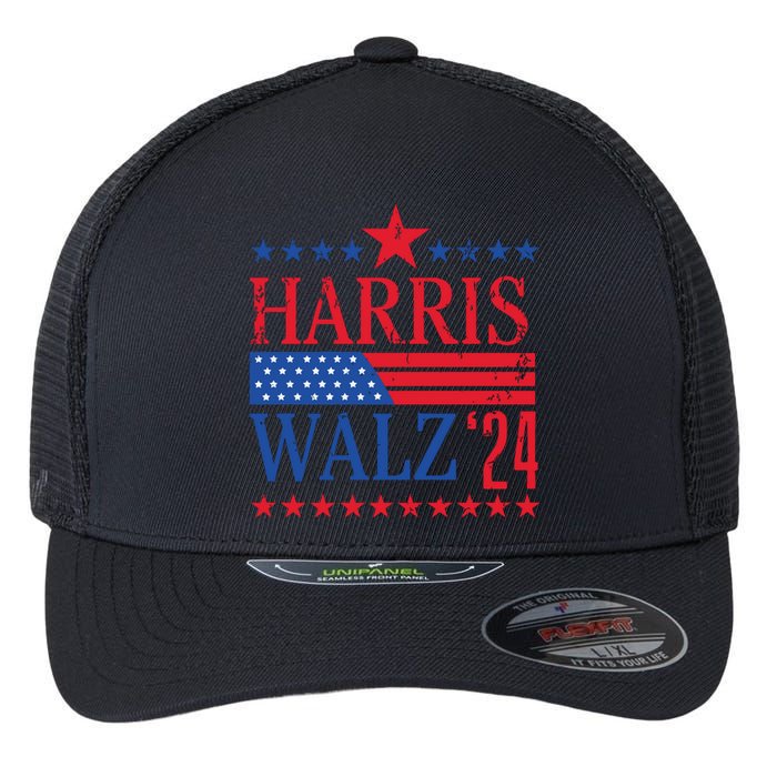 Vintage Harris Walz 2024 American Flag 2024 Harris Election Premium Flexfit Unipanel Trucker Cap