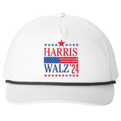 Vintage Harris Walz 2024 American Flag 2024 Harris Election Premium Snapback Five-Panel Rope Hat