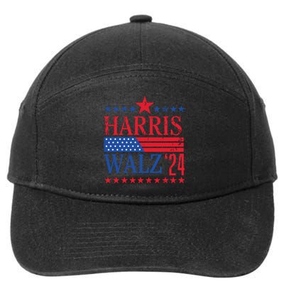 Vintage Harris Walz 2024 American Flag 2024 Harris Election Premium 7-Panel Snapback Hat