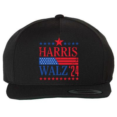 Vintage Harris Walz 2024 American Flag 2024 Harris Election Premium Wool Snapback Cap