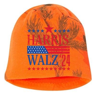 Vintage Harris Walz 2024 American Flag 2024 Harris Election Premium Kati - Camo Knit Beanie