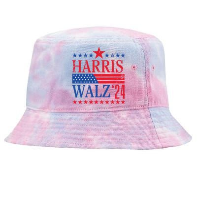 Vintage Harris Walz 2024 American Flag 2024 Harris Election Premium Tie-Dyed Bucket Hat