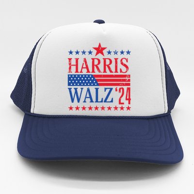 Vintage Harris Walz 2024 American Flag 2024 Harris Election Premium Trucker Hat