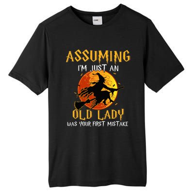 Vintage Halloween Witch Costume Beware of This Old Lady Tall Fusion ChromaSoft Performance T-Shirt